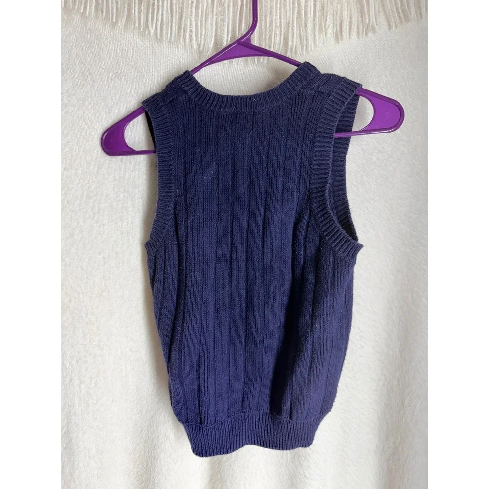 Gap Kids Navy Blue Cable Knit Sweater Vest V-Neck 100% Cotton Size S 5-6